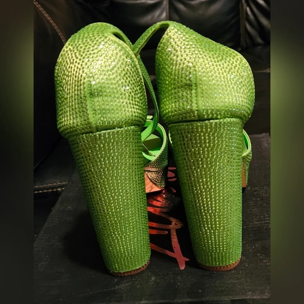 Vibrant Green Platform Heels - Picture 3 of 10